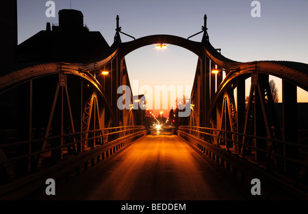 Art-nouveau harbour bridge, Krefeld, North Rhine-Westphalia, Germany, Europe Stock Photo