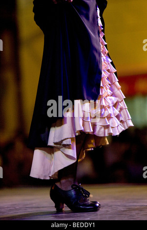 Melisa Calero, flamenco dancer, open air performance on Plaza el Pumarejo Square, Seville, Andalusia, Spain Stock Photo
