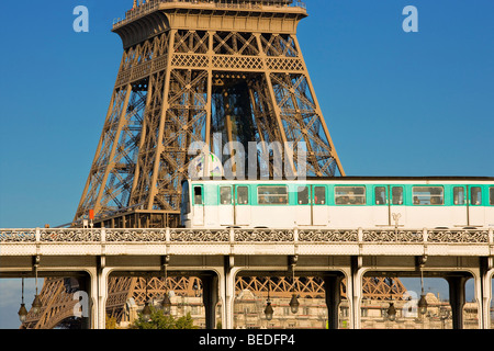 BIR HAKEIM BRIDGE AND RAILWAY, PARIS Stock Photo