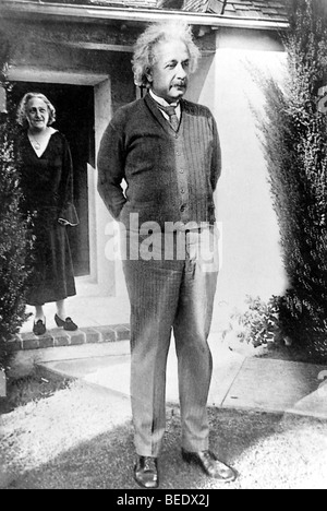 Albert Einstein with his wife Elsa Stock Photo