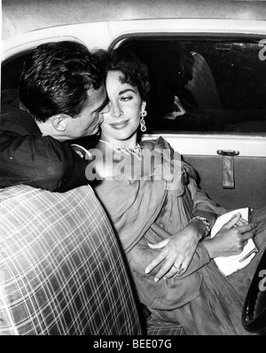 Liz Taylor and husband Mike Todd going to a premiere Stock Photo