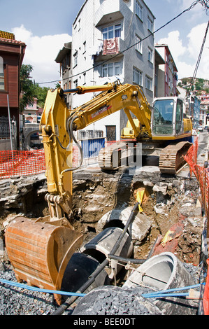 Eyup Istanbul Turkey road making building construction Stock Photo