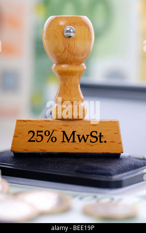 Stamp labelled with 25% MwSt, sales tax increase