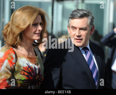 British Prime Minister Gordon Brown and his wife Sarah walking together at the Labour Party Conference in Brighton 2009 Stock Photo