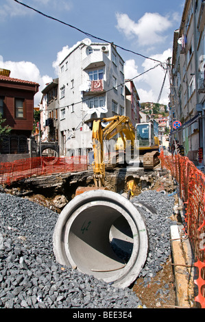 Eyup Istanbul Turkey road making building construction Stock Photo