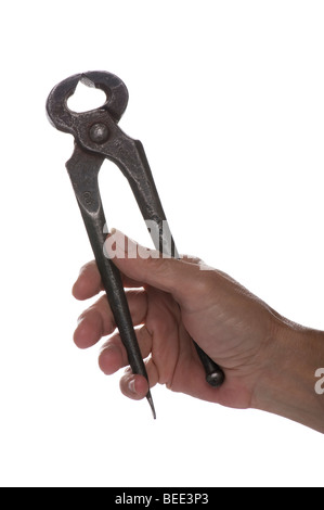 object on white - tool flat nose pliers Stock Photo