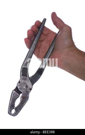 object on white - tool flat nose pliers Stock Photo