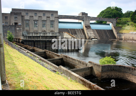 Pitlochry Hydro Electric power station,dam, and fish ladder, Perth and Kinross, Scotland Stock Photo