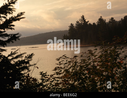 The Lake of Two Rivers at dawn panoramic scenery. Stock Photo