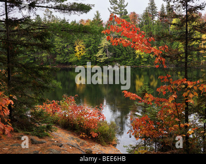 First drops of rain on Peck lake. Beautiful fall nature scenery Stock Photo