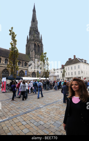 St Mary’s Church and Heritage Centre and Johnson House birthplace of Dr Samuel Johnson Market Square Lichfield Staffordshire Stock Photo