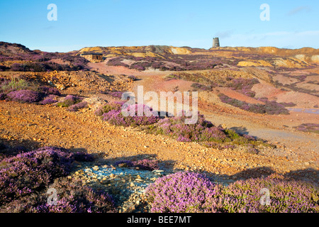 The remains of Parys Mountain Amlwch Copper Mine on the Isle of Anglesey, the former copper mine is now a public nature reserve. Stock Photo