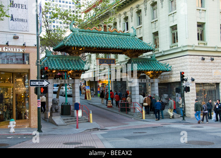 CA Chinatown San Francisco. Entrance gate on Grant Ave. Photo copyright Lee Foster. casanf79314 Stock Photo