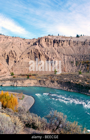 Chilcotin River flowing through Farwell Canyon, Cariboo Chilcotin Region, BC, British Columbia, Canada - Autumn / Fall Landscape Stock Photo