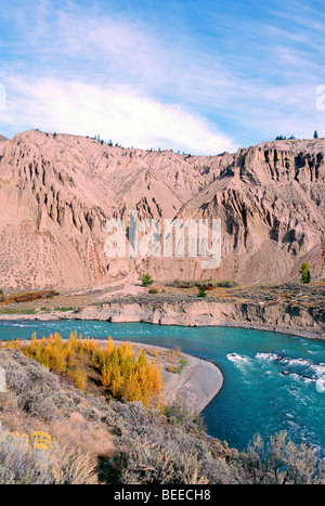 Chilcotin River flowing through Farwell Canyon, Cariboo Chilcotin Region, BC, British Columbia, Canada - Autumn / Fall Landscape Stock Photo