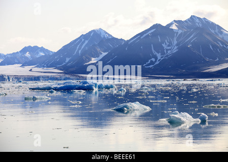 Arctic Glacier Ice Melting in Svalbard KongsFjorden Stock Photo