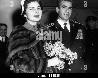 Princess Soraya with husband the Shah of Iran Stock Photo