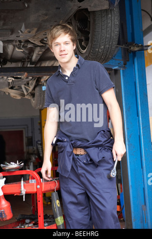 Auto mechanic working on car engine in mechanics garage Stock Photo - Alamy