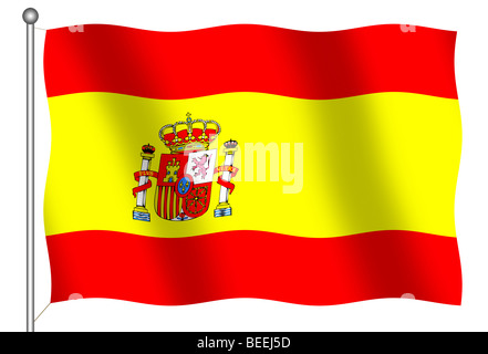 Flag of Spain on white background Stock Photo