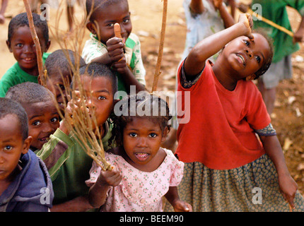 Madagascar - Children of Ebakika Village Stock Photo
