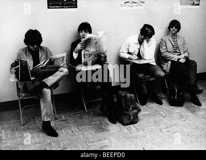 Musical group pop stars The Beatles, GEORGE HARRISON, PAUL MCCARTNEY, JOHN LENNON, and RINGO STARR Stock Photo