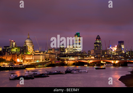 London's skyline at dusk, UK Stock Photo