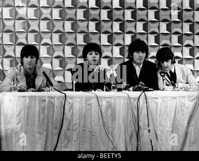 The Beatles during a press conference in Tokyo Stock Photo