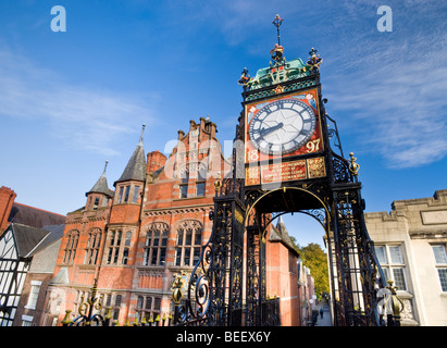 The Victorian Eastgate Clock on the City Walls, Chester, Cheshire, England, UK Stock Photo