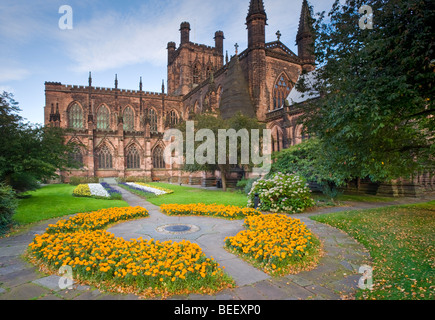 Chester Cathedral and Gardens in Summer, Chester, Cheshire, England, UK Stock Photo