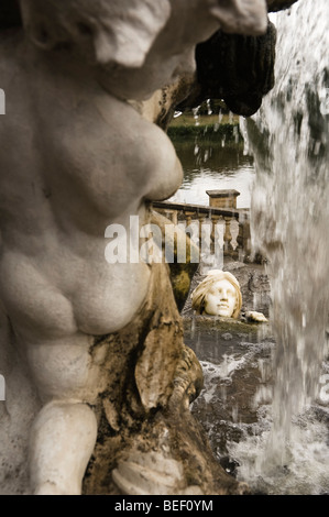 The formal loggia fountain, in the Hever Castle Gardens. Based on the Trevi fountain in Rome. Stock Photo