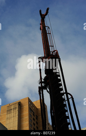 A giant drill bit seen in a building site in Adelaide, South Australia Stock Photo