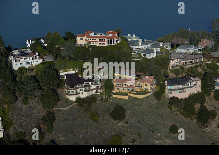 aerial view above residential mansions Tiburon California 'San Francisco bay' Stock Photo