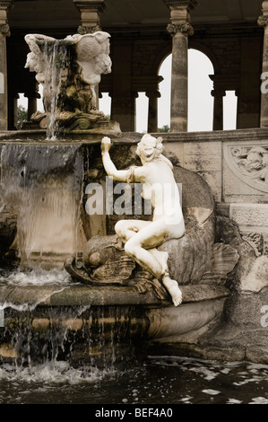 The formal loggia fountain, in the Hever Castle Gardens. Based on the Trevi fountain in Rome. Stock Photo