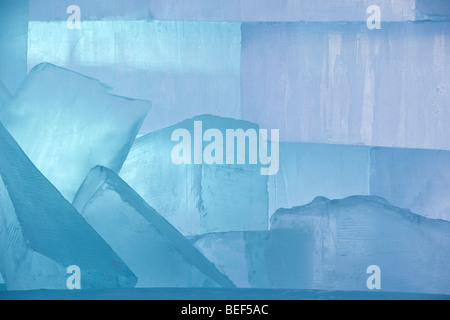 Large ice blocks used for building or sculptures, Jukkasjarvi, Sweden Stock Photo