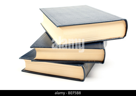 Library literature, education books stack isolated on white background. Stock Photo