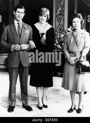 Prince Charles, Princess Diana and Elizabeth II Stock Photo