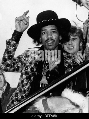 American singer and guitarist Jimi Hendrix with girlfriend Kathy ...