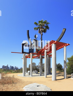 Panoramic Stitch: Los Angeles Downtown Skyline From A Public Park Stock Photo
