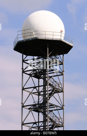 Doppler Radar Tower, Birmingham Airport, West Midlands, UK. Stock Photo