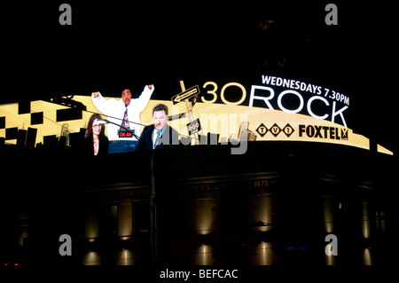 Neon billboard in Flinders Street, Melbourne, Australia Stock Photo