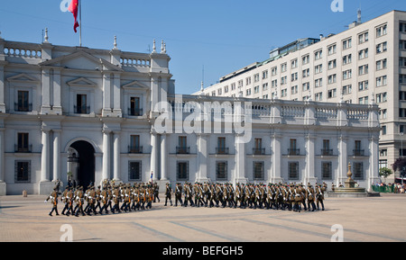 Changing of the Guards in front of the Moneda Palace, Santiago, Chile Stock Photo