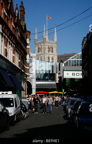 Looking up Park Street to Borough Market and Southwark Cathedral, Borough, London, UK Stock Photo