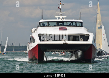 Red Jet high speed catamaran at Cowes, Isle of Wight, England, UK Stock Photo