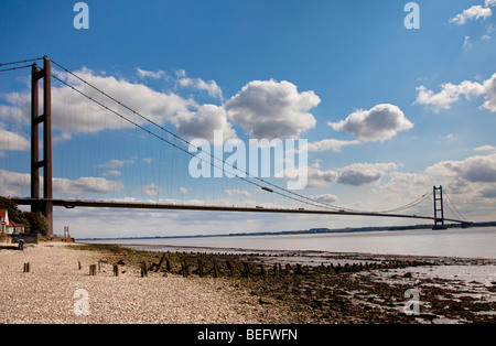 The Humber Bridge from the North shore, Hessle, Yorkshire Stock Photo