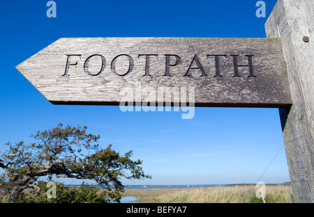 Footpath Sign, Newtown National Nature Reserve, Isle of Wight, England, UK, GB. Stock Photo