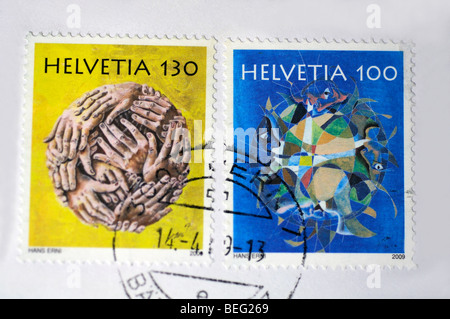 Swiss postage stamps Stock Photo