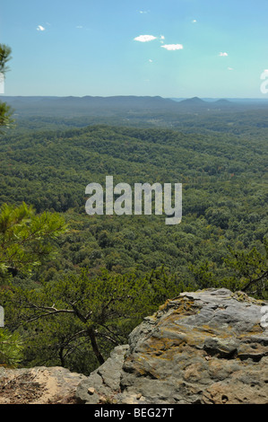 View of the Kentucky Bluegrass region from Boone's Overlook at Pilot Knob State Nature Preserve. Stock Photo