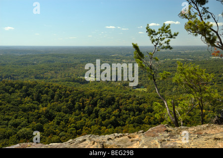 View of the Kentucky Bluegrass region from Boone's Overlook at Pilot Knob State Nature Preserve. Stock Photo