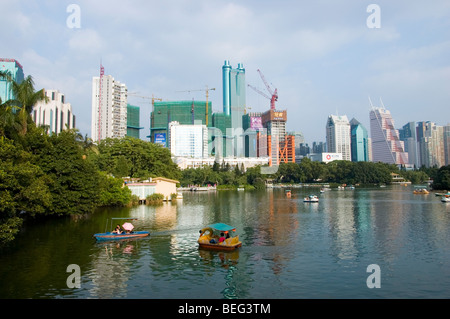 Shenzhen city, general cityscape in Luohu District, view from Lychee Park. Stock Photo