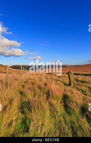 Old stone guide post above Marsden, West Yorkshire, England, UK. Stock Photo